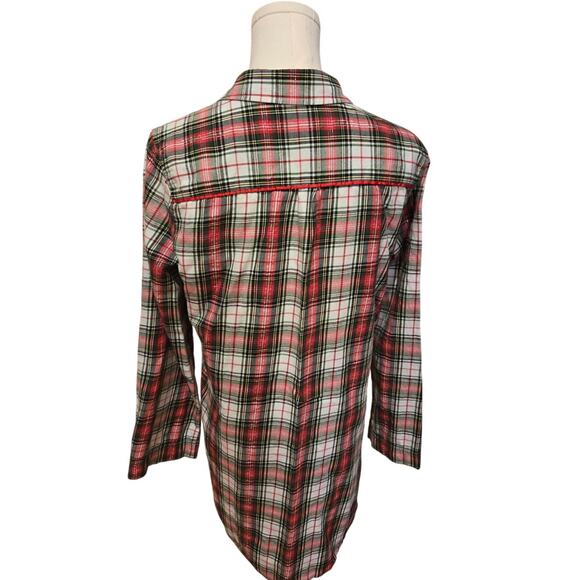 Victorias Secret Red Green Plaid Flannel Christmas Sleepshirt Cotton Blend Small - Picture 4 of 10